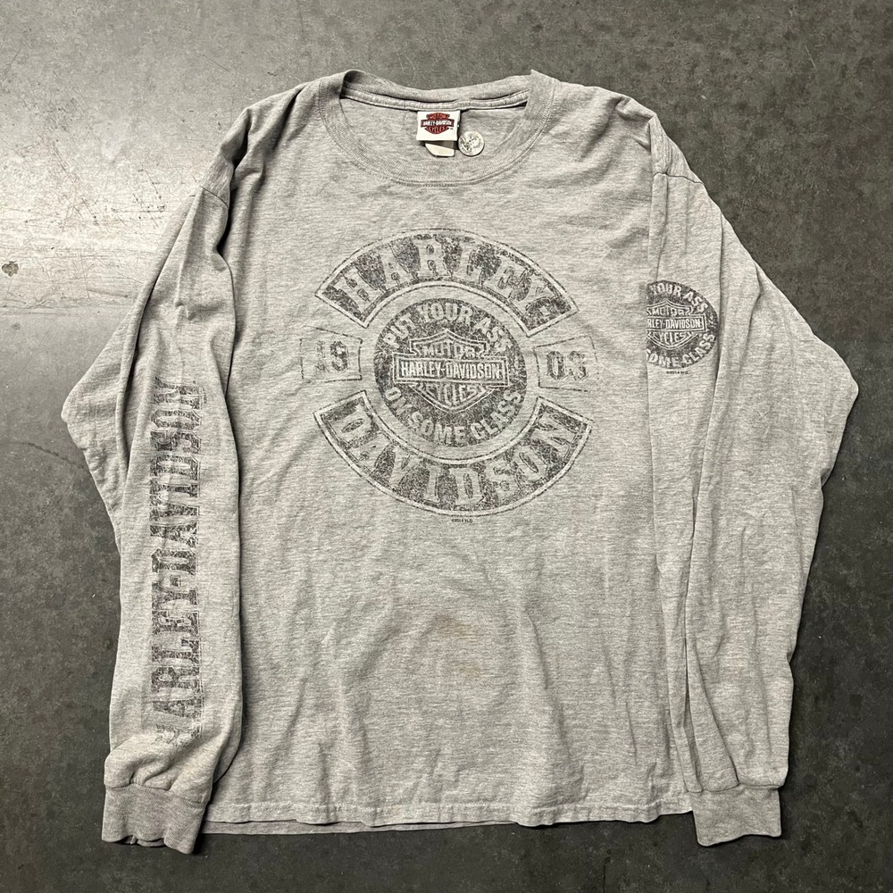 Harley-Davidson Long Sleeve T-Shirt Gray Barnett El Paso TX Graphic Mens Large